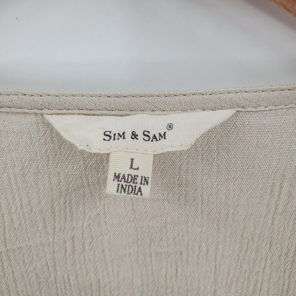 Sim & Sam Cream/Ivory Long Sleeve Tunic Top Womens Sz L Peasant Boho Cottagecore - Picture 6 of 10